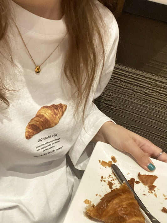 2022 autumn bread print women's t-shirt